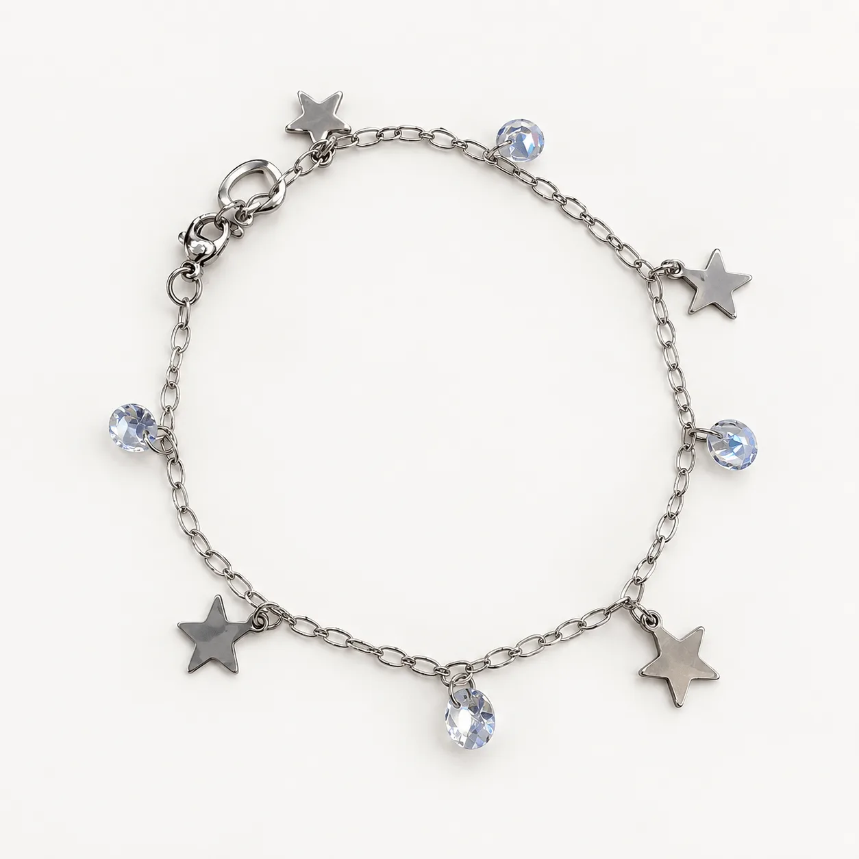 pulsera acero plateada estrella con circones