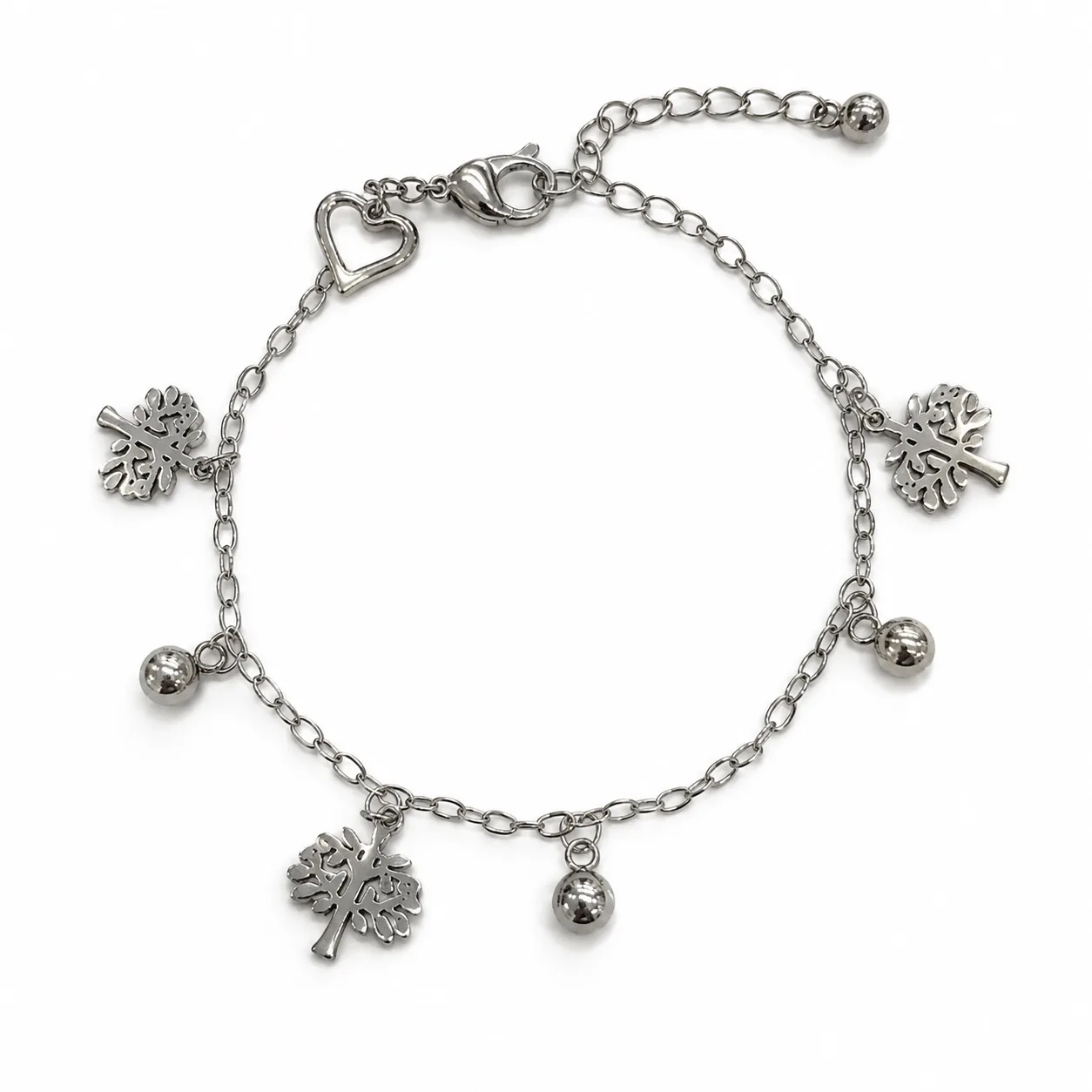 pulsera acero plateada arbol y pelota